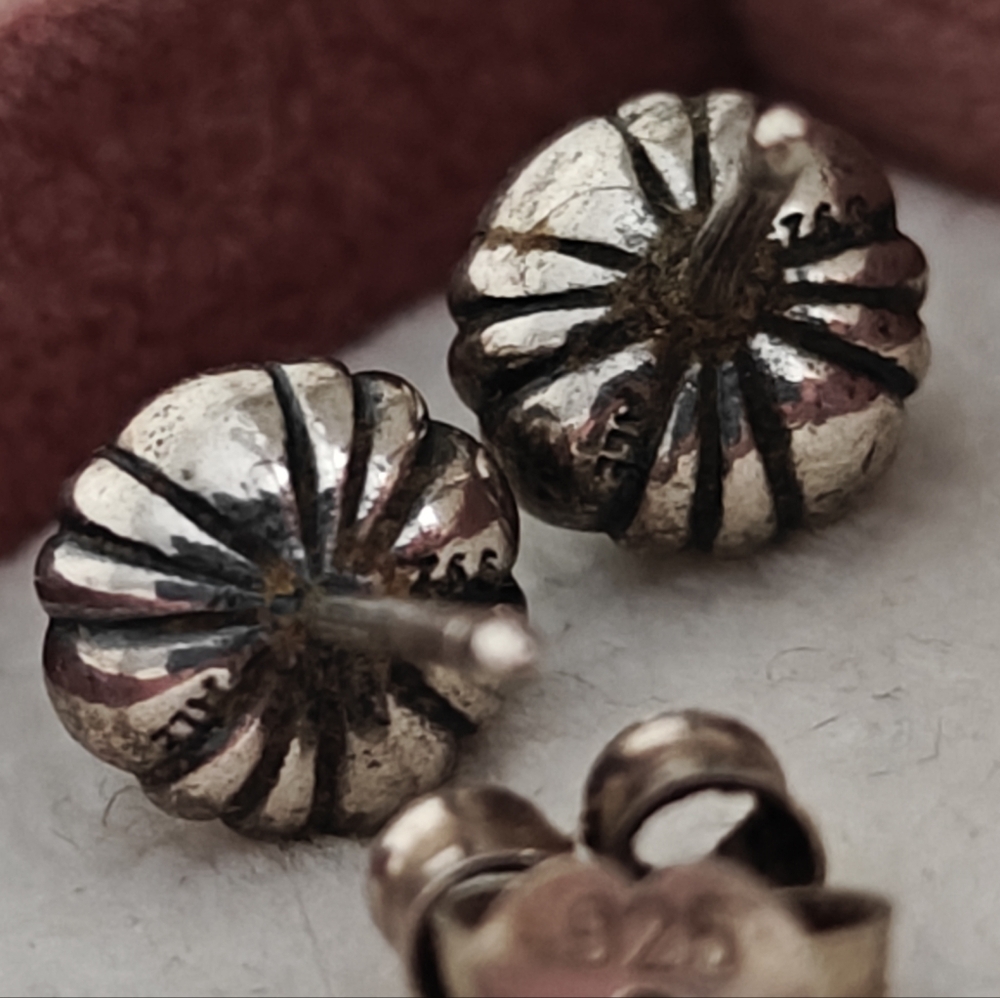 Original Pandora Turquoise Stud Silver Earrings - Picture 2 of 8